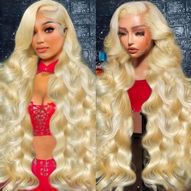 Ruaswey 30 Inch 613 13x6 Lace Front Wig Human Hair 200 Density Blonde Body Wave Lace Front Wigs Human Hair Blonde Wig Human Hair 613 HD Lace Frontal Wigs Human Hair Pre Plucked 613 Human Hair Wig