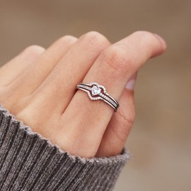 STORYJEWELLERY Mother Daughter Rings, 925 Sterling Silver Stackable Heart Rings, Mom Ring, Daughter Gifts from Mom, Birthday Gifts for Daughters, Size 9
