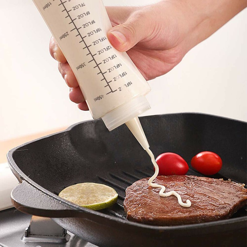 6pcs 250/450ML Sauce Bottle Squeeze Crafts Bottle Condiment Dispenser (250ml