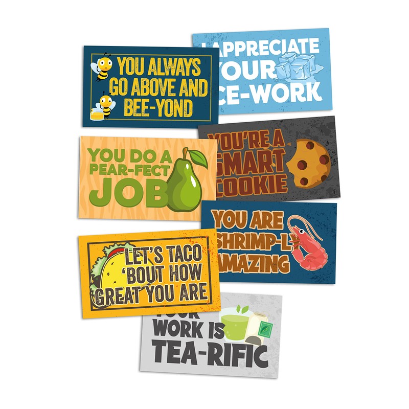 70 Punny Kudos Cards - Thank You Appreciation & Recognition