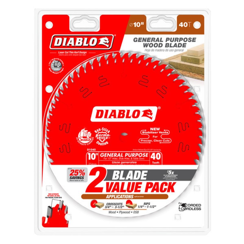Diablo General Purpose Circular Saw Blade - 10" x 40-Tooth