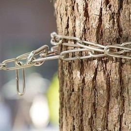 5M/197 Inch Heavy Duty Steel Security Chain, 3.2mm Thick Links, Galvanized Metal, with Carabiners, Silver