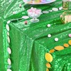 QueenDream Sequin Tablecloth Green Table Cloth 90x90 Inch Christmas Party