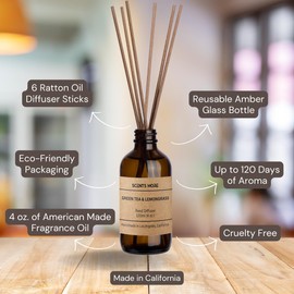Reed Diffuser Set | Tropical Fruits Scented Reed Diffuser Sticks | 4oz Enhanced Scent Diffuser Fragrance Oil for Bedroom Bathroom Home Décor (Tropical Fruits, 4oz Reed Diffuser Set)