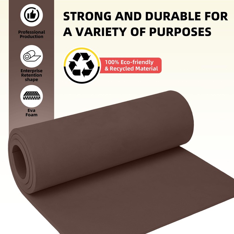Brown EVA Foam Sheets, Do²ping 10mm EVA Foam Roll, 39''x13.9''
