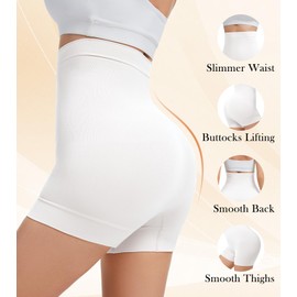 ciksob Shapewear Shorts for Women Tummy Control Butt Lifting High Waisted Seamless Body Shaper Underwear Thigh Slimmer Slip Short for Under Dresses (White, XX-Large)