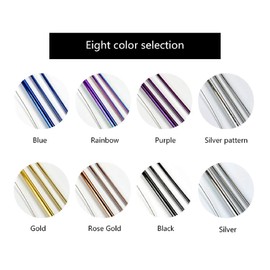 Durable Stainless Steel Reusable Metal Drinking Straw Set Vacuum Plated Scratch Proof Fabric Travel Case Cleaning Brush Straight Thin Wide Bent