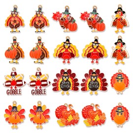 NVENF - 32 colgantes de otoño para hacer joyas, colgantes de esmalte de Acción de Gracias, calabaza, pavo, hoja de arce, para manualidades, pulseras, collares, aretes, decoraciones navideñas, Esmalte, Sin gemas.