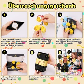 Meetory Butterfly Explosion Gift Box, Money Gift Packaging, Surprise Money Gift Packaging, Money Gifts Birthday, DIY Happy Birthday Gift Box for Your Family, Friends