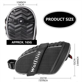 WOLFILIST Bike Seat Bag - Saddle Bag for Mountain and Road Bikes, Cycling Seat Pack with 3D Shell Design, Fits Under Seat (Black)