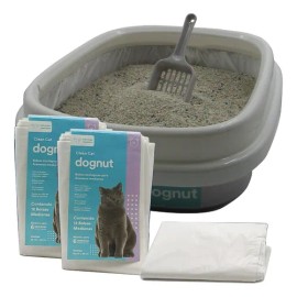 Dognut Arenero Gato + Pala + 24 Bolsas Protectoras Higiénico Color Gris y Blanco