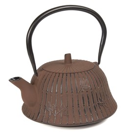 Creative Home Kyusu Cast Iron Pot Japanese Tetsubin Tea Kettle with Stainless Steel Infuser Basket, 40 oz, Brown