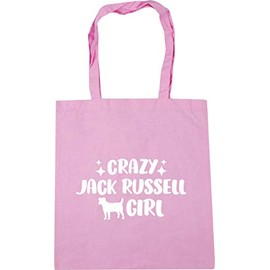 Hippowarehouse Crazy jack russell girl - dog Tote Shopping Gym Beach Bag 42cm x38cm, 10 litres