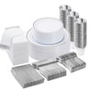 BESTVIP 350 PCS Silver Dinnerware Set for 50 Guests, Plastic