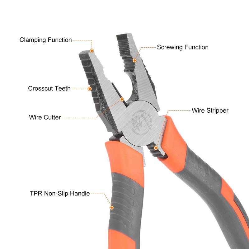 sourcing map Linesman Pliers 8" Multipurpose Combination Pliers with Wire