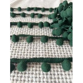 Daihellenstone 10 Yards Green Pom Pom Trim Ribbon 15mm Ball Fringe Trim for Sewing Accessory Decoration DIY Crafts