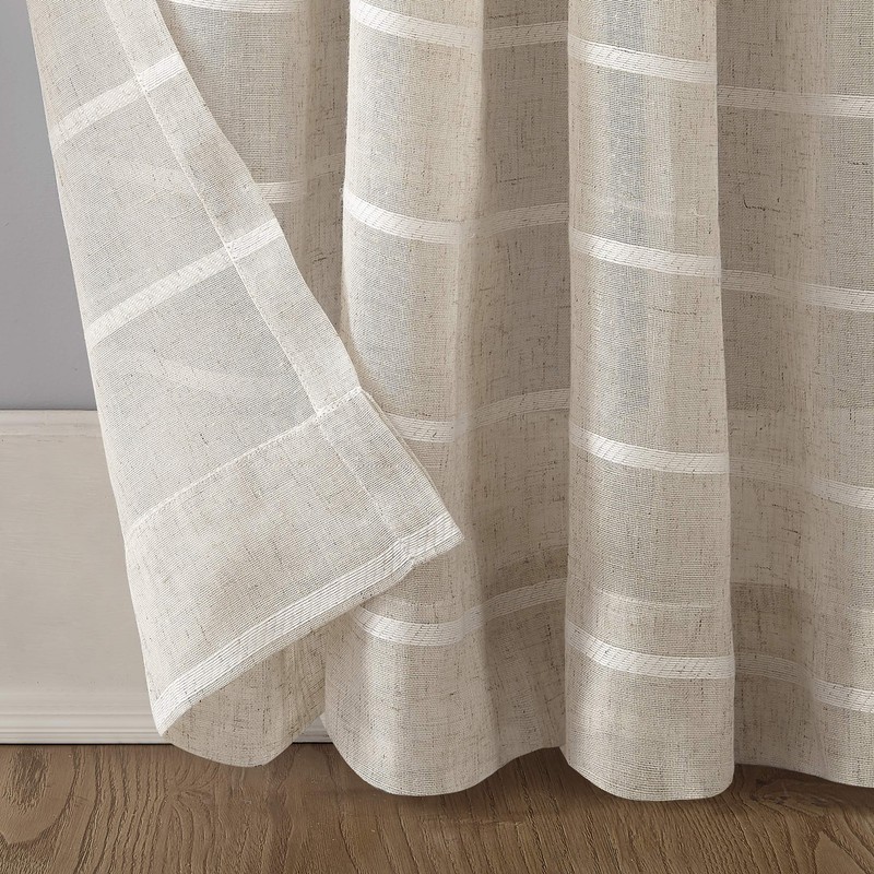 Clean Window Twill Stripe Allergy/Pet Friendly Anti-Dust Sheer Curtain Panel,