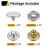 HARFINGTON 30 Sets Press-Stud Cap Buttons 15mm Metal Snap Fastener