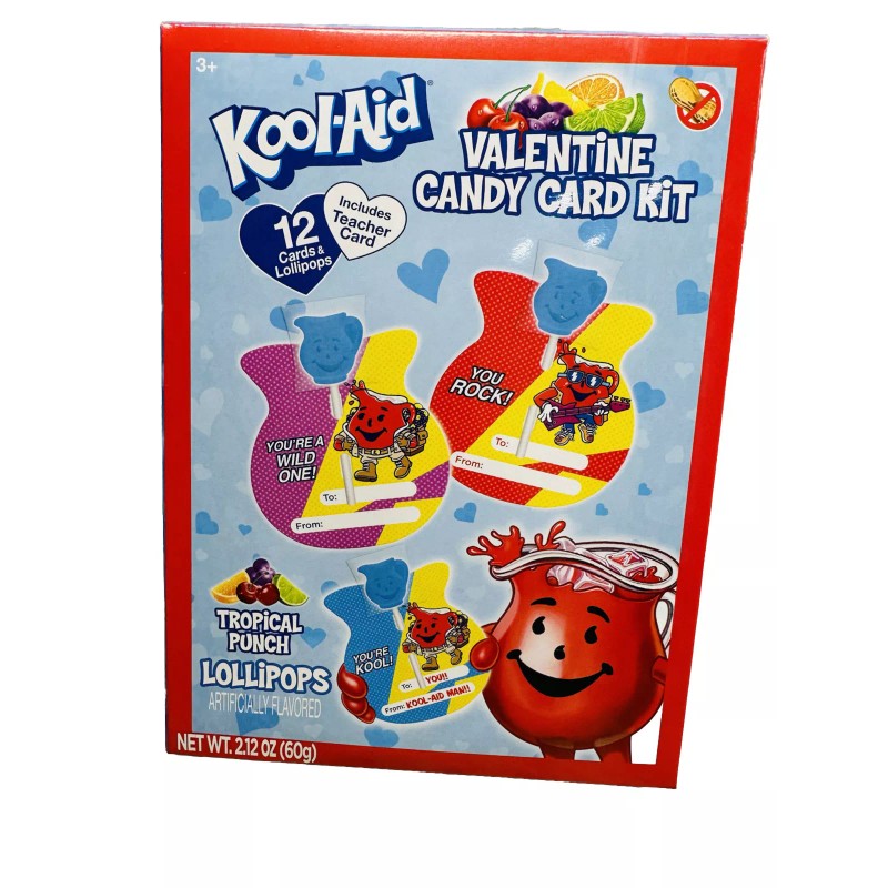 12 Valentine Candy Card Kit 12 Cards & Lollipops School