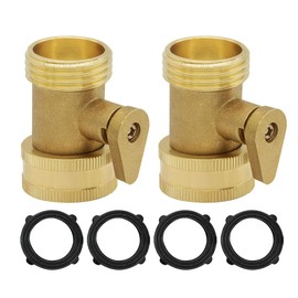 Hooshing Solid Brass Garden Hose Shut Off Valve 3/4" GHT Male to Female Water Hose Connector with Washers, 2 Pack