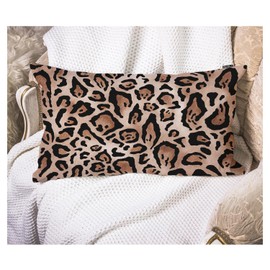 EKOBLA 12"x20" Throw Pillow Cover Leopard Skin Real Jaguar Print Abstract Brown Camouflage Waist Lumber Cotton Linen Cushion Cover Oblong Rectangle Pillowcase for Men Women Home Decoration
