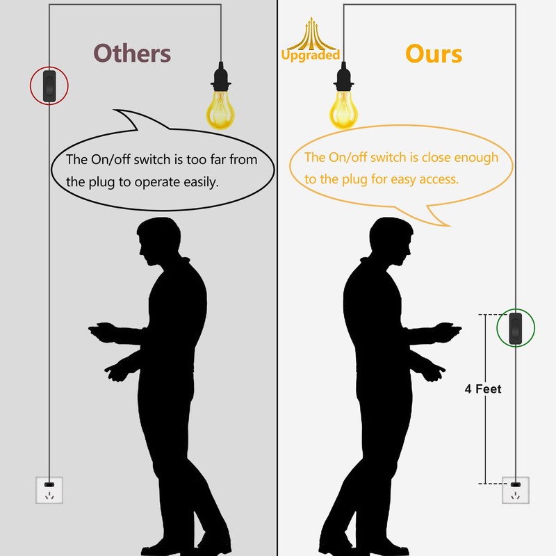 AdiyZ Pendant Light Cord - 20 Feet Hanging Light Bulb