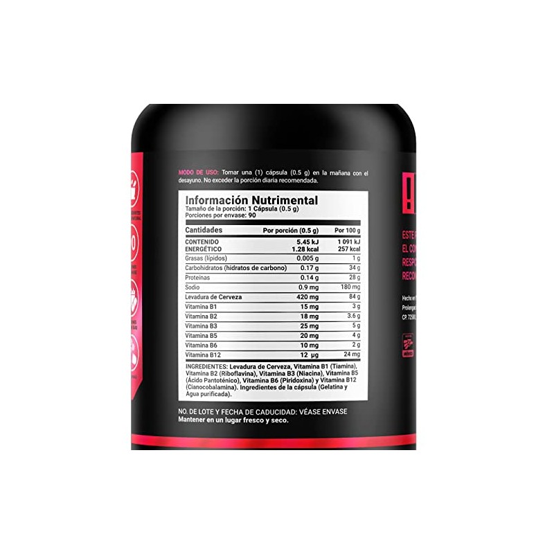 Complejo Levadura Cerveza Vitaminas B12 Ingredientes Naturales Cápsulas 500 Yeast