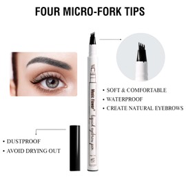 Music Flower Eyebrow Pencil, Reddish Brown Brow Pencil, Waterproof Brow Pen with 4 Micro-Fork Tip, Smudgeproof Fine Sketch Long Lasting Pen