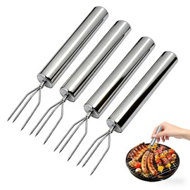VZU Pack of 4 jacket potato fork, potato fork, 18.3 x 1.9 cm, potato picker, fruit and vegetable fork, corn fork, reusable peeling aid, portable barbecue tool for camping, hiking