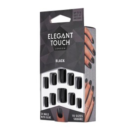 Elegant Touch - Colour Nails - Black (was Jet Black) - Square Shape