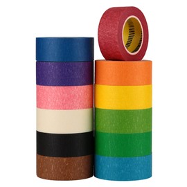 LLPT Colored Masking Tape 12 Rolls Craft Tape Total 552 Feet x 1 Inch Vibrant Color Painters Tape for Decorative Arts Crafts Paint Color Coding Labeling (PT2512)