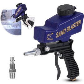 Sand Blaster Gun, Gravity Feed Sandblaster Gun for Metal, Wood Paint, Handheld Sand Blaster Gun with Air Tube Connector for Paint & Rust Removal, 90 PSI Abrasive Media Blaster