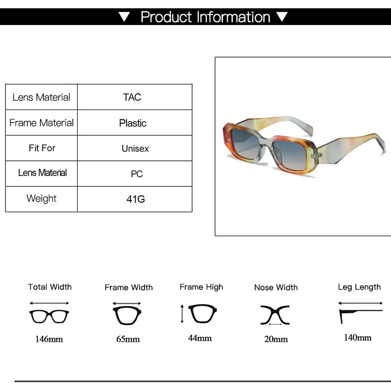 OSAGAMA Retro Sunglasses Rectangular Chunky Glasses UV Protection for Men