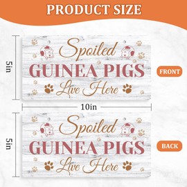 Funny Guinea Pig Sign Spoiled Guinea Pigs Live Here Sign Pet Cage Accessories Animals Kitchen Wall Art Decor 10x5 Inches PVC Hanging Plaque 2 Holes for Easy Hanging
