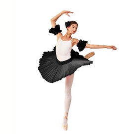Ballet Dance Practice Skirt Without Top, 6-Layer Hard Mesh Gauze, Swan Lake Dance Tutu (US, Alpha, X-Small, Regular, Black)