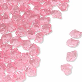 PMLAND Clear Acrylic Ice Rocks Pink 180 Pcs of 0.75 Quarts Crystals Gems Fake Crushed Cubes Diamonds for Vase Filler Table Scatter Baby Shower Wedding Centerpieces Party Holidays Decoration Crafts