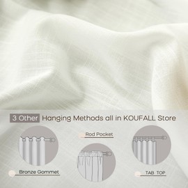 KOUFALL Bathroom Curtains Window Short,54 Inch Length Ivory Off White Sheer Semi Privacy Linen Small Curtain for Bedroom 48 Windows,52x54 in Long,2 Panels Set