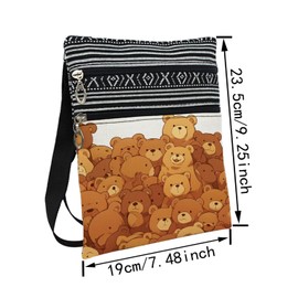 LiuenMgg Adorable Teddy Bear Messenger Bag Small Ethnic Pattern Printed Adjustable Strap Crossbody Zipper Bag Adorable Teddy Bear Phone Bag Wallet Cute Shoulder Handbag for Women Friends -3