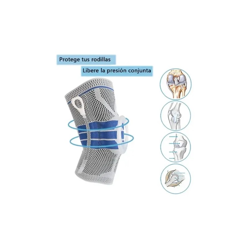 Rodillera Compresión Silicona Patelar Varillas Flex Lateral Talla Xl