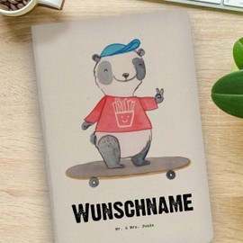 Mr. & Mrs. Panda DIN A4 Personalisiertes Notizbuch Panda Longboard fahren - Personalisierte Geschenke, Danke, Dankeschön, Geschenk, Skaten,