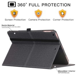 ZtotopCases ZtotopCases for iPad 9th / 8th / 7th Generation, 10.2-Inch (2021/2020/2019 Model, iPad 9/8/7), Premium Leather Business Cover with Auto Wake/Sleep Function, Demin Black