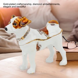 MUNEFE Metal Dog Jewelry Trinket Box, Enamel Jewelry Storage Box, Statue for Home Decor Ornaments Gift