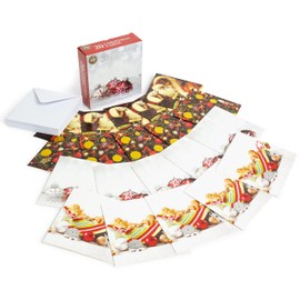 Christmas Jingle Multi-Pack Traditional Christmas Cards - Includes 20 x Xmas Cards Featuring 4 Festive Designs and 20 x Envelopes – Christmas Cards Pack