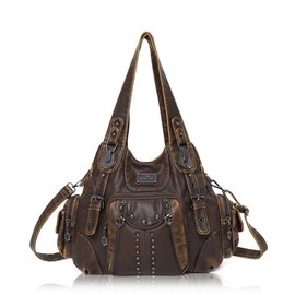 Angel Kiss Purses for Women Soft PU Leather Large Hobo Bags for Women Shoulder Bag:_D.brown-801