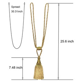 Fenghuangwu Alzapaños de cortina hechos a mano, elegantes alzapaños de cortina con borla para decoración del hogar y la oficina, paquete de 2 unidades, color dorado