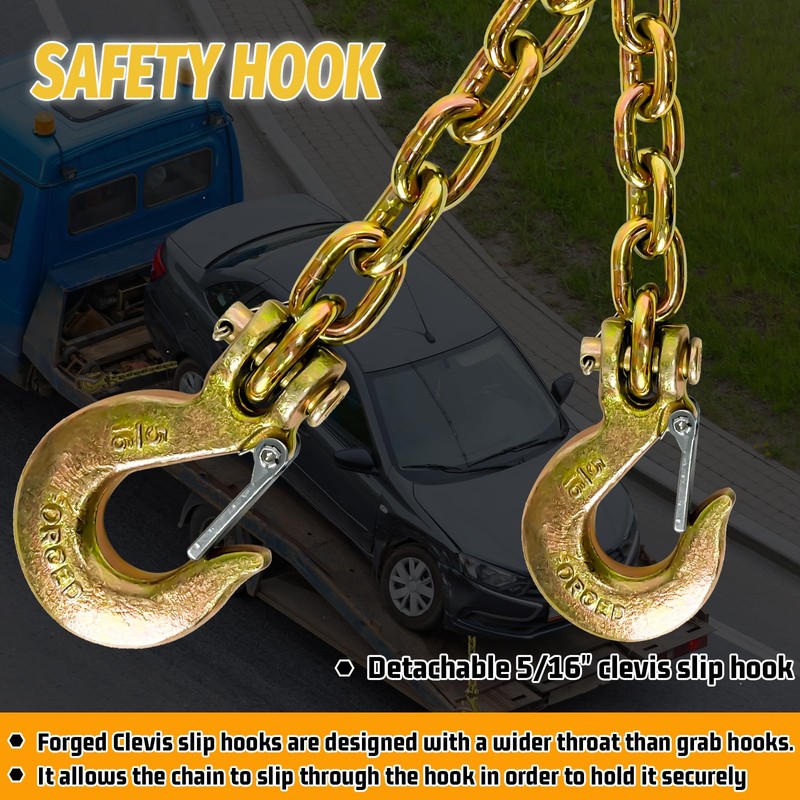 5/16" Trailer Safety Chains G80 Tow Chains with G70 Clevis