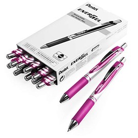 Pentel EnerGel XM BL77 - Retractable Liquid Gel Ink Pen - 0.7mm - 54% Recycled - Magenta - Pack of 14