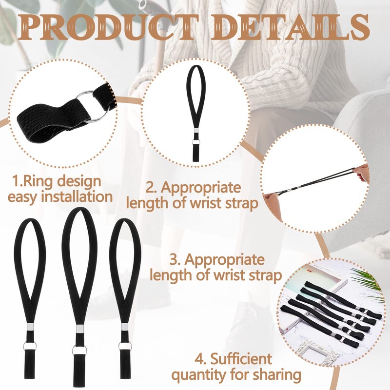 Rtteri 10 Pieces Walking Canes Wrist Straps Cane Accessories Stretchable