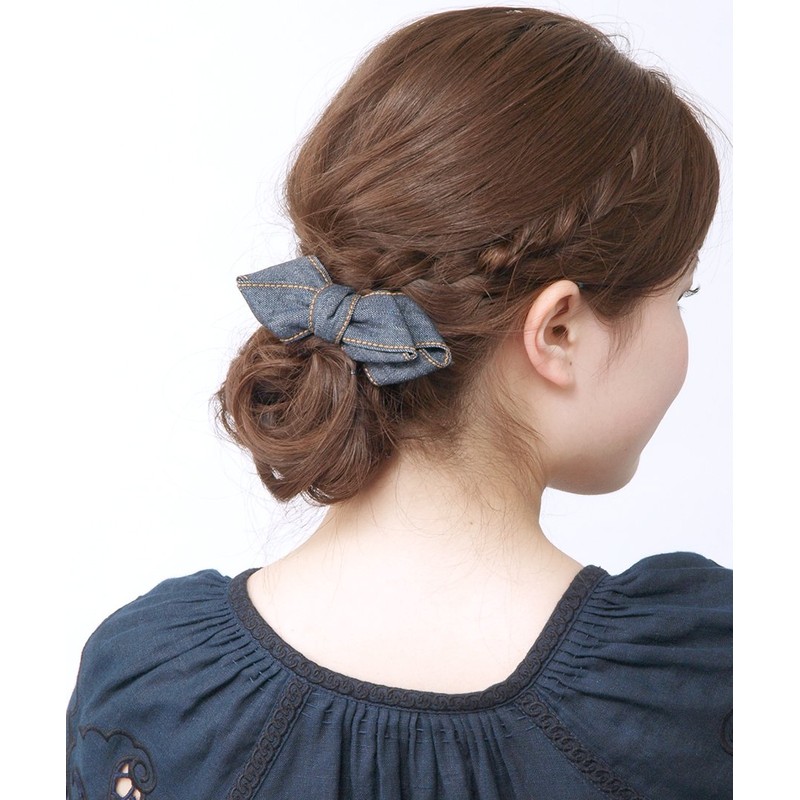VINGTAINE H-804 Stitched Denim Ribbon Barrette Hair Accessories Hair Clip