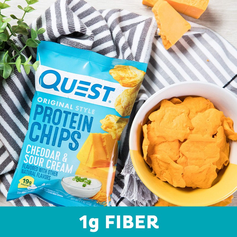 Quest Nutrition Cheddar & Sour Cream Protein Chips, 19g Protein,
